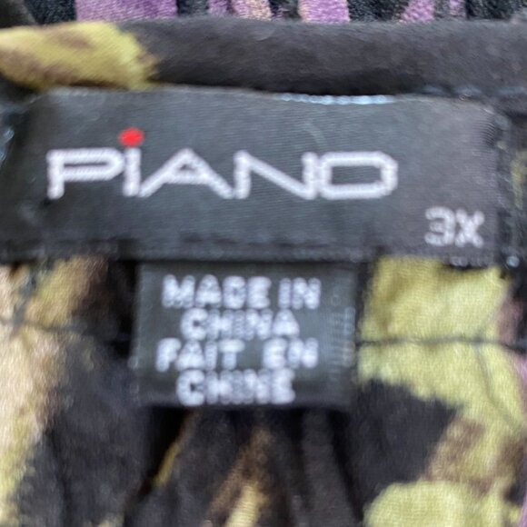 Mandee Women’s Crinkle Black Purple Floral V-Neck Ruffle Blouse Size M Romantic - Picture 3 of 12